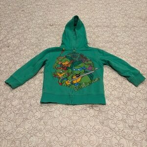 Nickelodeon Boys Green Ninja Turtles Zip Up Hoodie Size 3T